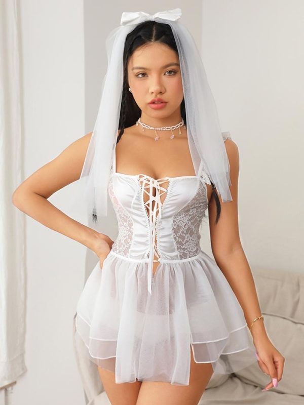 bowknot-veil-lace-dress-1 sexy cosplay