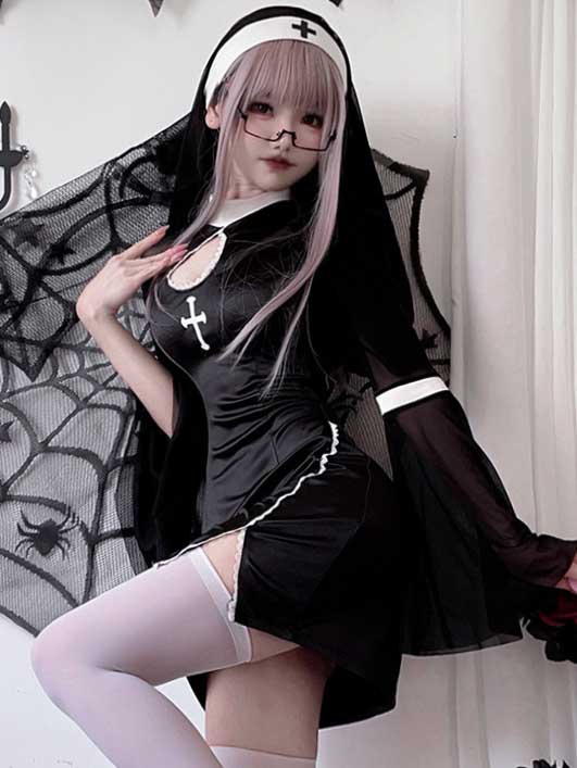 bell-sleeve-nun-dress-suit-2 cosplay nun sexy costumes