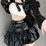 black-cool-girl-pu-suit agent cosplay