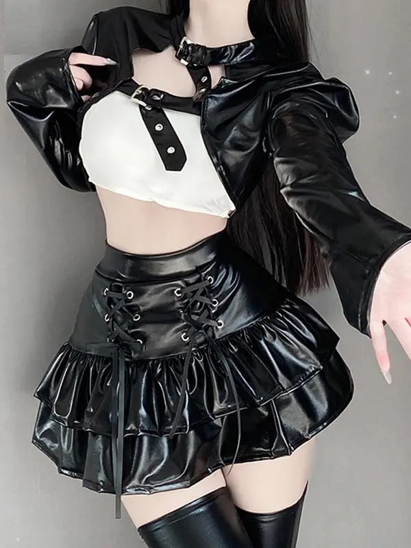 black-cool-girl-pu-suit agent cosplay