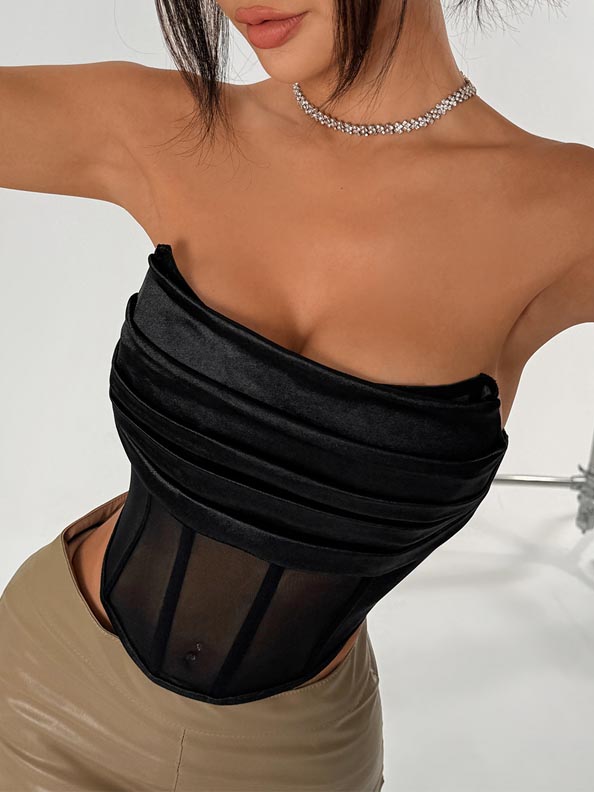 black-ruffled-tube-top-2 Black ruffled tube top B4051