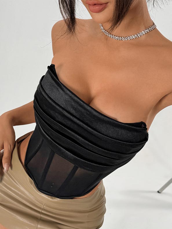 black-ruffled-tube-top-3 Black ruffled tube top B4051