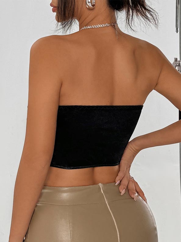 black-ruffled-tube-top-5 Black ruffled tube top B4051