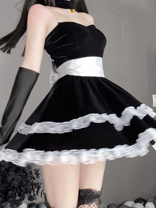 bunny-cosplay-black-lace-dress-suit-3 bunny cosplay costumes
