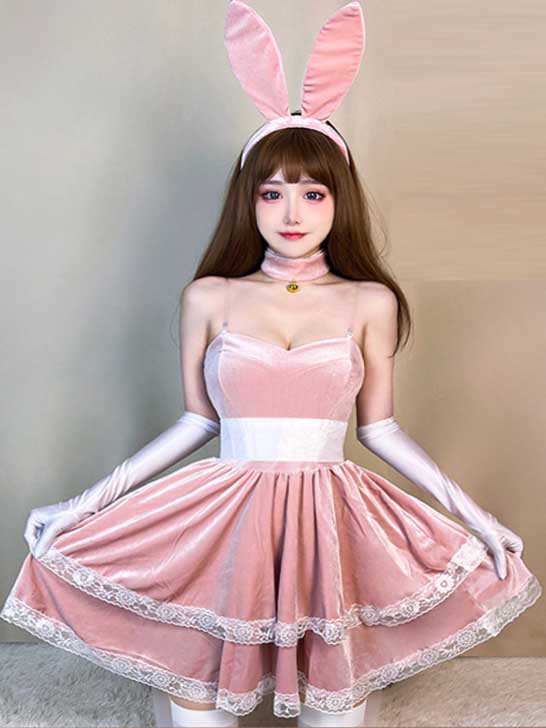 bunny-cosplay-black-lace-dress-suit-6 bunny cosplay costumes