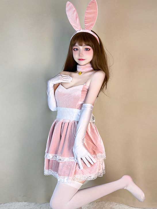 bunny-cosplay-black-lace-dress-suit-7 bunny cosplay costumes