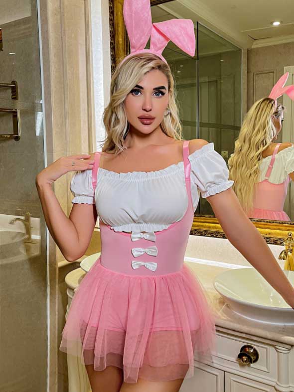 bunny-costumes-pink-mesh-dress-1 bunny cosplay costumes
