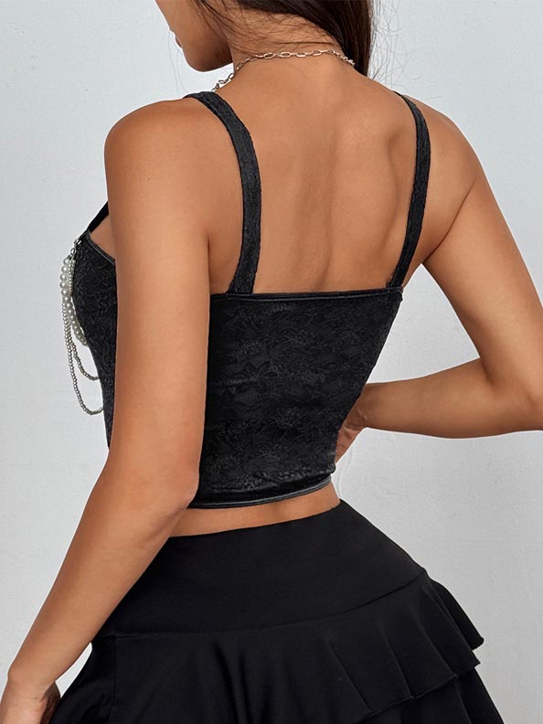 cute-bow-black-lace-top-5 Cute bow black lace top B4048