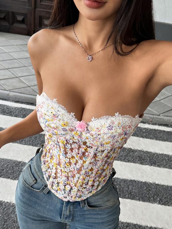 cute-flowers-mesh-top-4 Cute flowers mesh top B4010