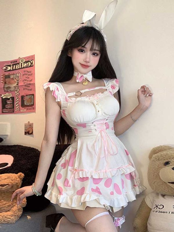cute-white-pink-bunny-dress-suit-1 bunny cosplay costumes