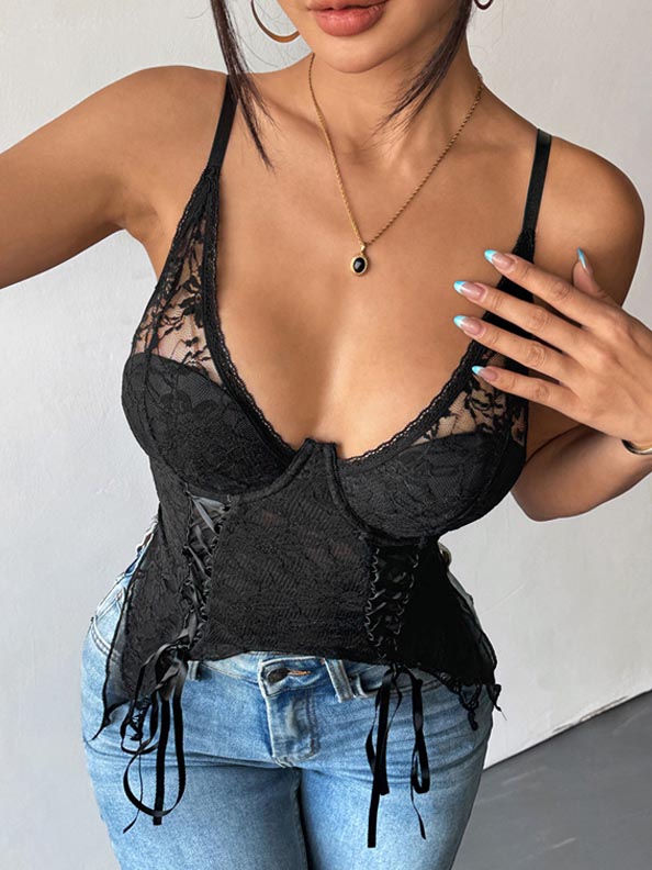 deep-v-black-lace-top-2 Deep V black lace top B4045