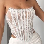 flroal-lace-mesh-tube-top-1 Floral lace mesh tube top B4018