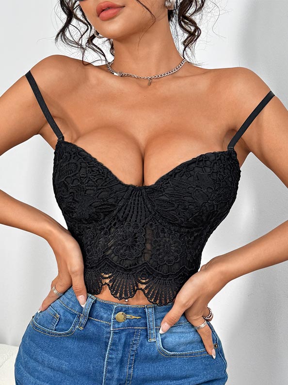 hot-floral-deep-v-top-1 floral lace sling top