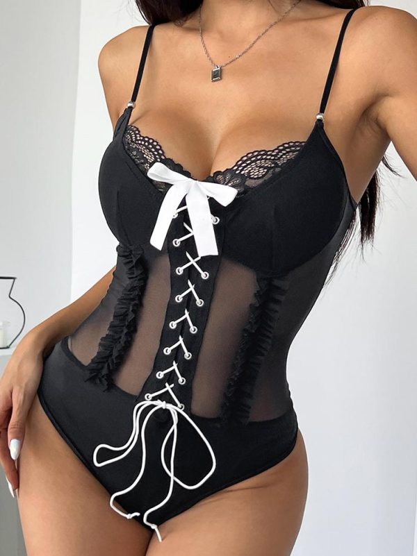 lace-mesh-with-bow-bodysuit-11 Lace mesh with bow bodysuit B4001