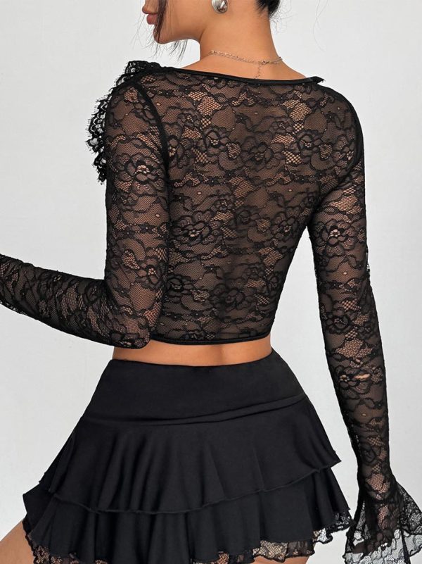 long-sleeve-lace-top-4 Long sleeves lace top B4005
