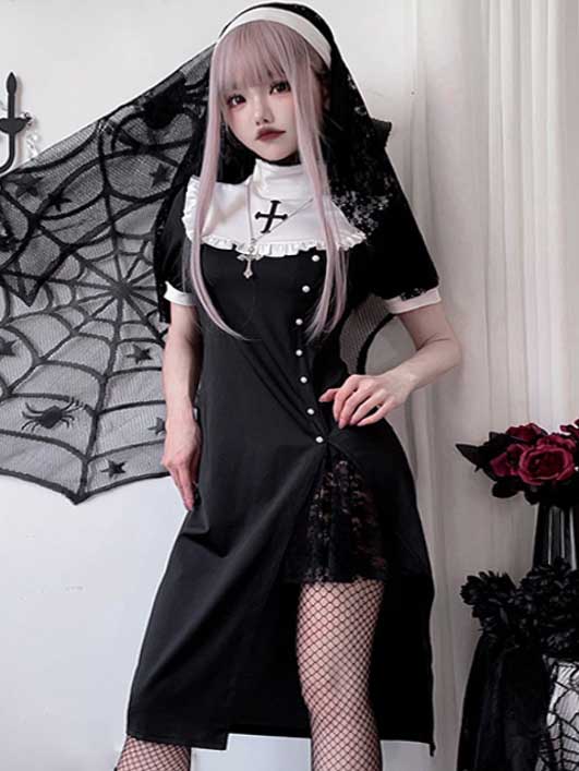 nun-dress-side-slit-suit-1 sexy cosplay nun costumes