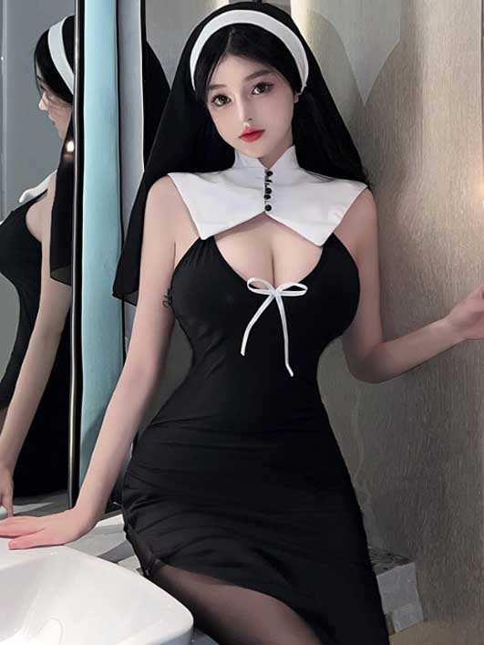 nun-sexy-slit-dress-suit-3 hot nun cosplay costumes