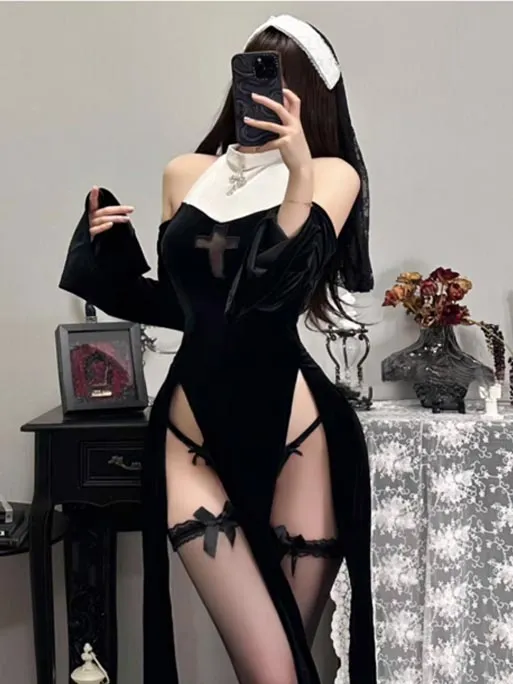 nun-high-slit-dress-5 sexy nun