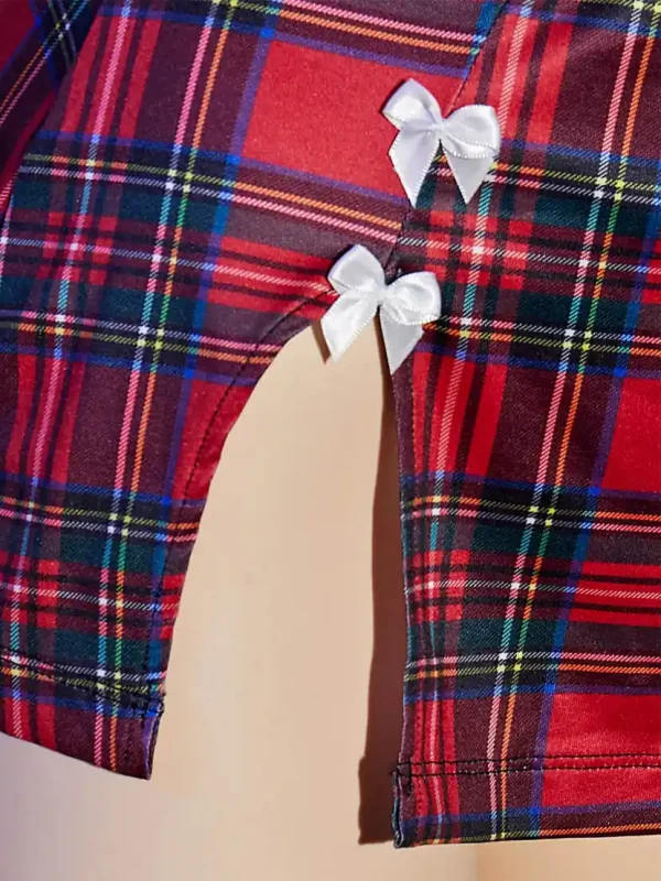 Youthful-Cosplay-Costumes-Plaid-Skirt-Suit-4 sexy student playing with skirt