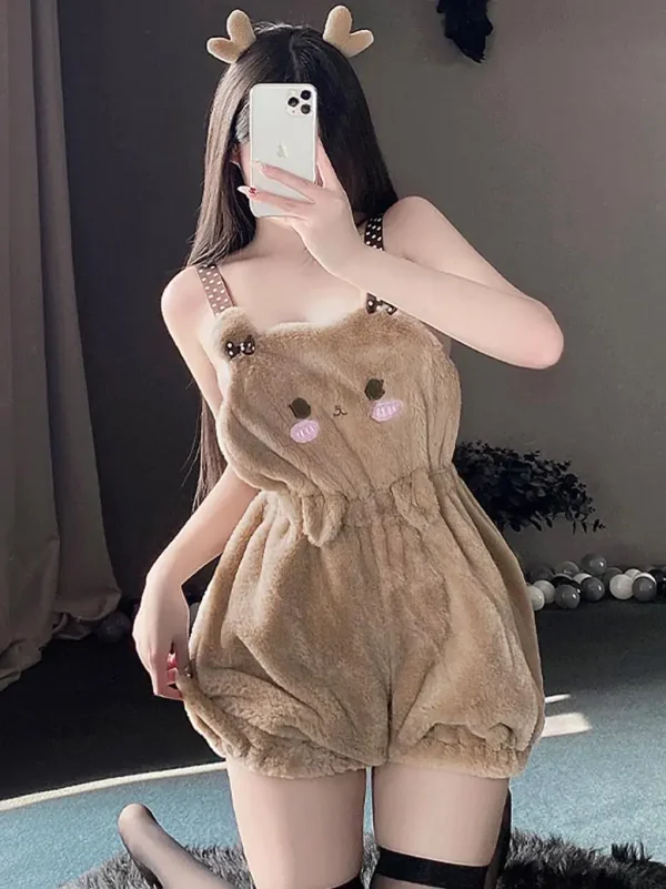 cute-bear-plush-overalls-5 cute plush pajamas