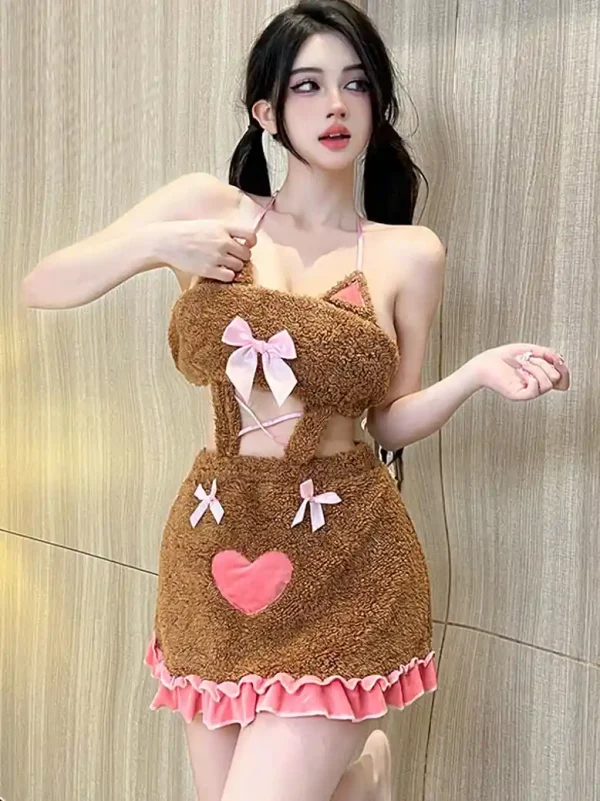 cute-hollow-plush-dress-1 cute plush pajamas