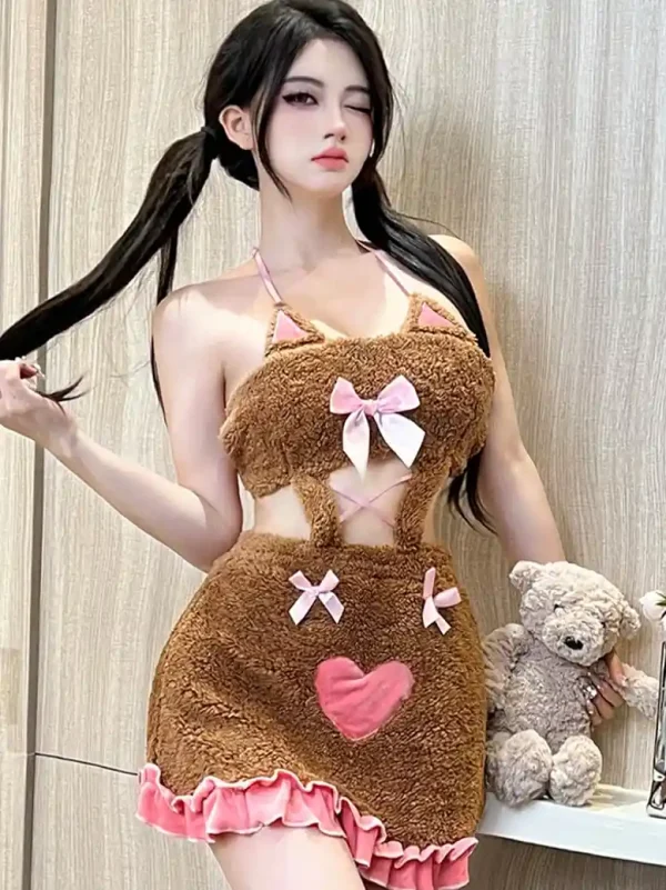 cute-hollow-plush-dress-4 cute plush pajamas