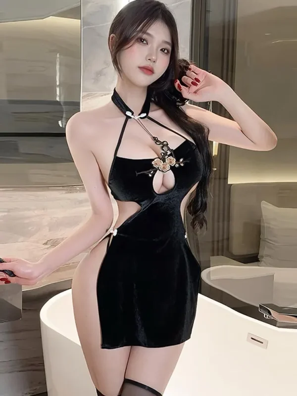 exotic-lingerie-black-velet-cheongsam-1 best lingerie website