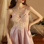 french-deep-v-nightdress-1 lace pajamas