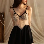 french-deep-v-nightdress-2 lace pajamas