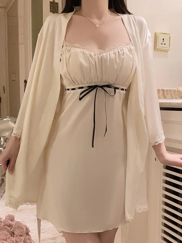 front-pleated-sweet-nightdress-3 cute slip nightwear