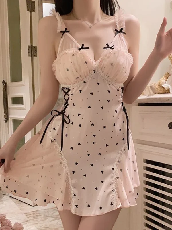 hearts-pattern-cute-nightdress-1 cute pajamas