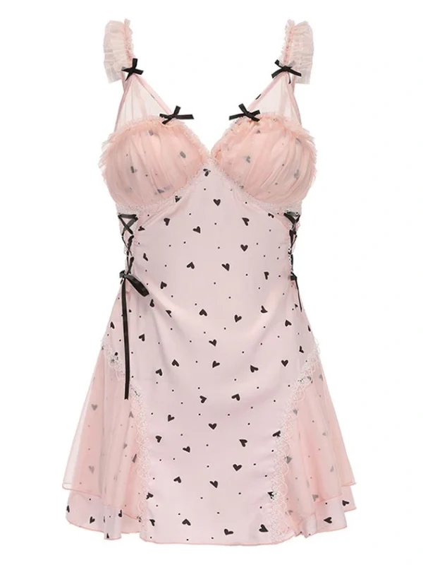 hearts-pattern-cute-nightdress-2 cute pajamas