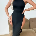 hot-lingerie-halter-high-slit-black-dress-2 best lingerie website
