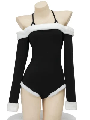 one-shoulder-plush-bodysuit-1 cute plush jumpsuit