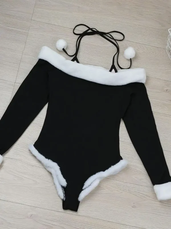 one-shoulder-plush-bodysuit-6 cute plush jumpsuit