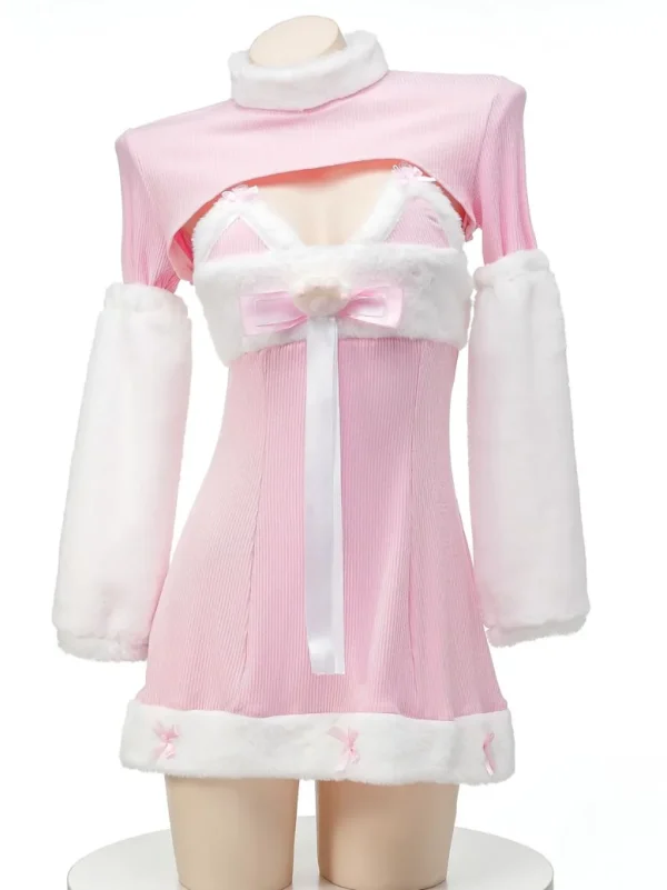 pink-cat-plush-dress-suit-1 cute plush pajamas