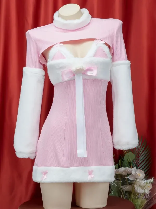 pink-cat-plush-dress-suit-2 cute plush pajamas