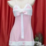 pink-cat-plush-dress-suit-4 cute plush pajamas
