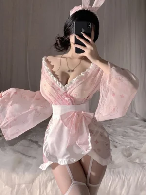 rabbit-printed-cute-kimono-1 cute exotic lingerie