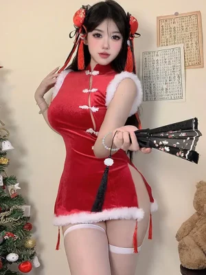 red-cute-short-cheongsam-1 exotic lingeries