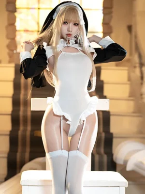 sexy-nun-cosplay-open-crotch-jumpsuit-1 sexy nun cosplay