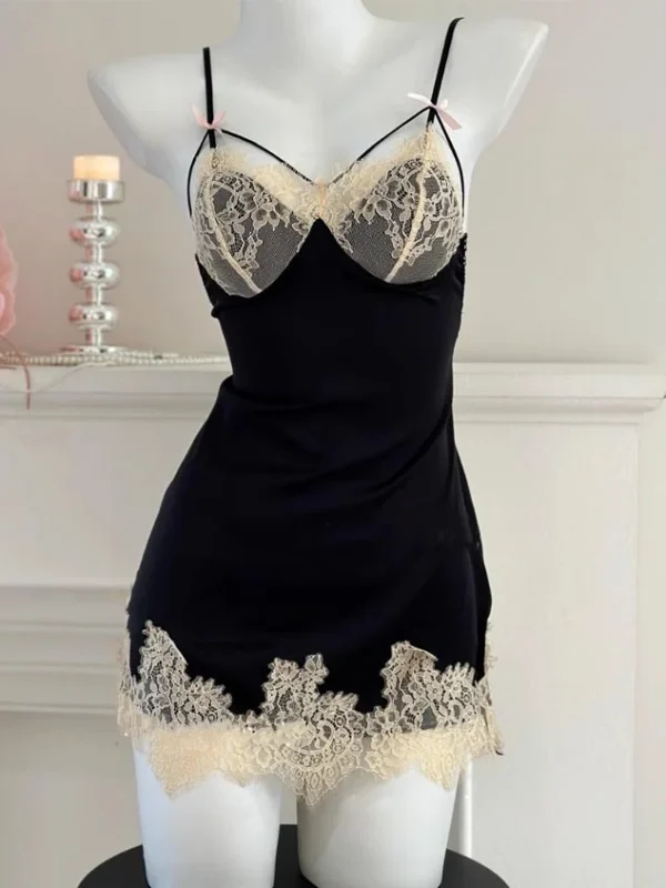 sweet-lace-stain-nightdress-2 lace nightwear