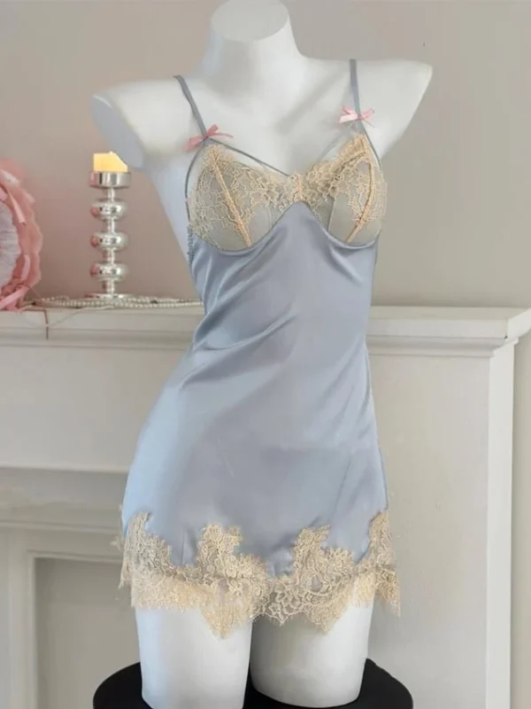 sweet-lace-stain-nightdress-5 lace nightwear