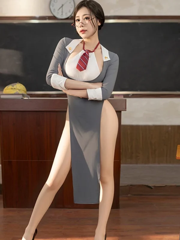 teacher-cosplay-high-slip-dress-1 sexy teacher playing costumes
