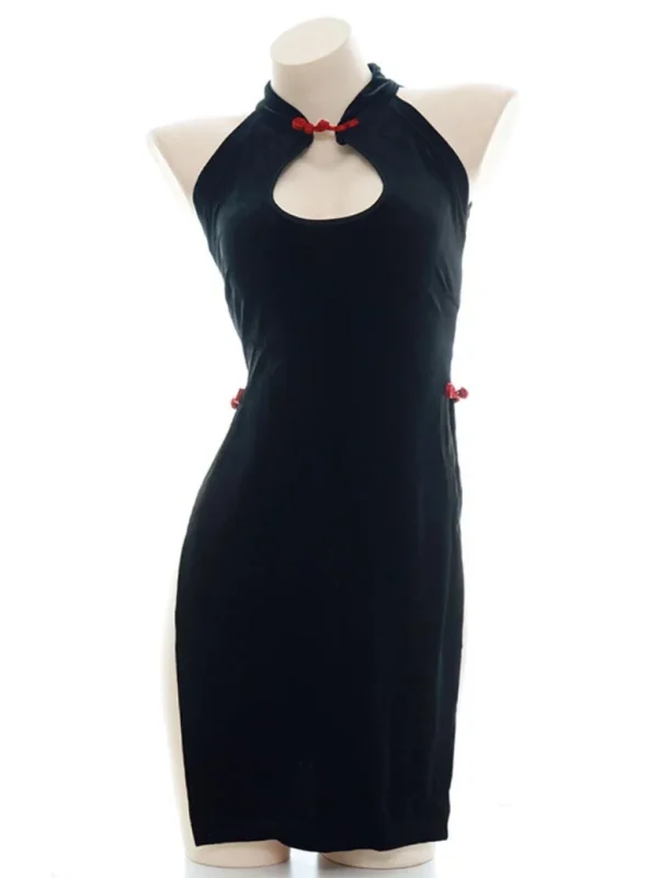 velvet-high-slit-black-cheongsam-2 exotic lingeries