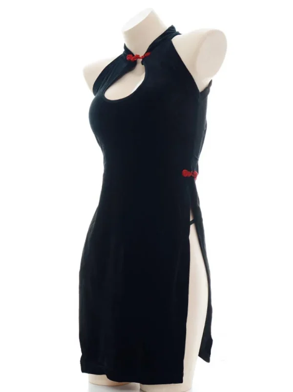 velvet-high-slit-black-cheongsam-3 exotic lingeries