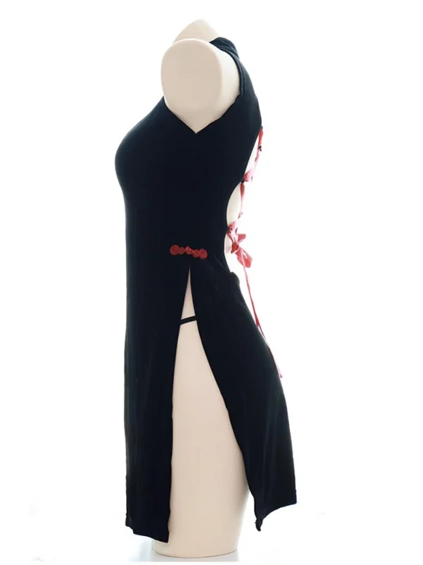 velvet-high-slit-black-cheongsam-4 exotic lingeries