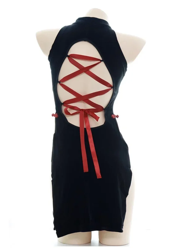 velvet-high-slit-black-cheongsam-5 exotic lingeries