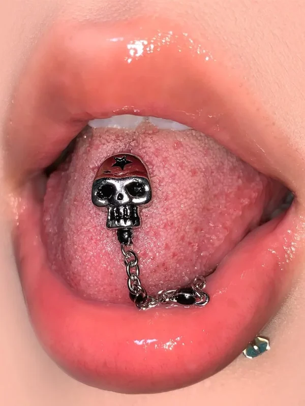 Body-Jewellery-Devil-Skull-Chain-Tongue-Stud-3 body piercing jewellery