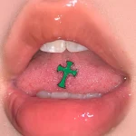 Body-Jewellery-Green-Cross-Tongue Stud-1 body piercing jewellery